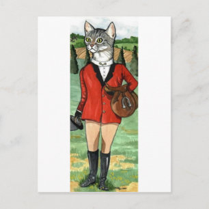 Cat goes Fox Junting HUNT CAT Postkarte