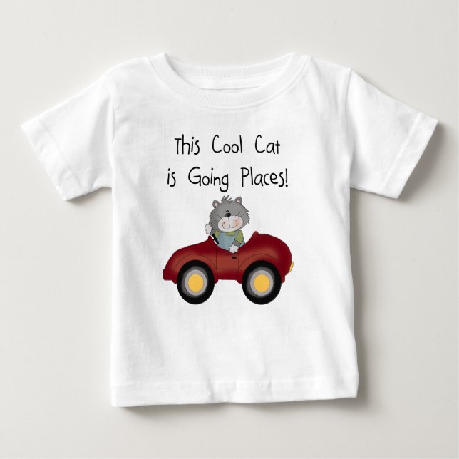 Cat Going Places Red Car Hemden und Geschenke Baby T-shirt (Vorderseite)