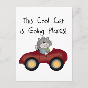 Cat Going Places Red Car Hemden und Geschenke Postkarte