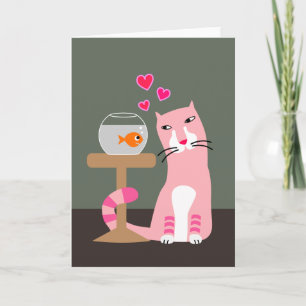 Cat & Goldfish Valentine Feiertagskarte