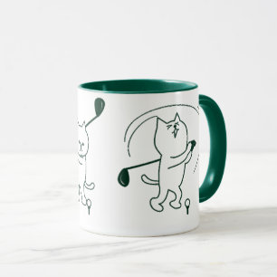 CAT-GOLFER-SCHALTFLÄCHE, FUNNY-GOLFSTROKE TASSE
