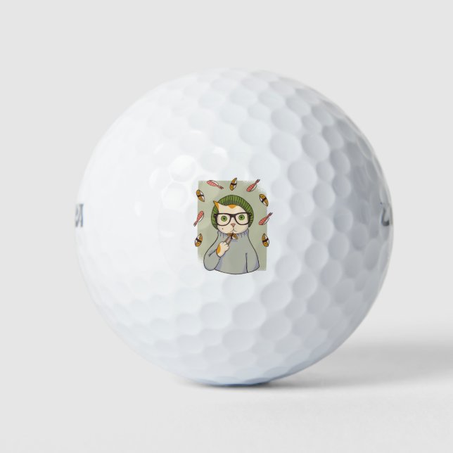 Cat Gourmet Sushi Lover Design Golfball (Vorderseite)