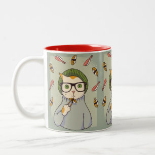 Cat Gourmet Sushi Lover Design Zweifarbige Tasse
