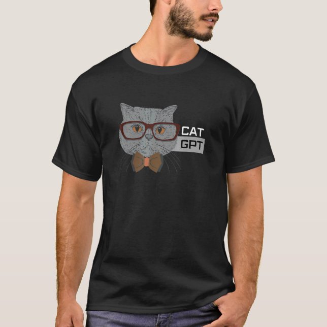 Cat GPT Working Ai Cat Tee  Geek Cat  & Chat GPT (Vorderseite)