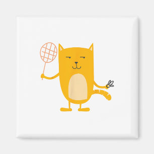 Cat Graphic Badminton Player Shuttle Sports Smash Magnet