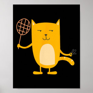 Cat Graphic Badminton Player Shuttle Sports Smash Poster