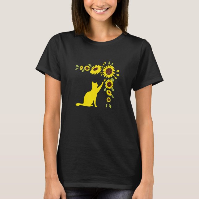 Cat Graphic For Kitten And Sunflower T-Shirt (Vorderseite)