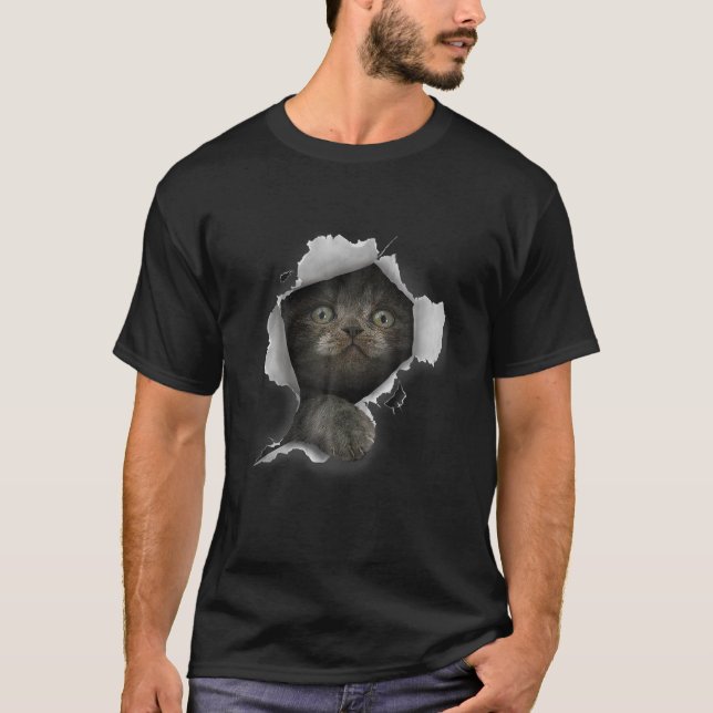 Cat Gray Cat Cat Torn Cloud Kitten T-Shirt (Vorderseite)