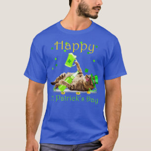 Cat & Green Beer Happy St Patricks Day Cat Lover T-Shirt