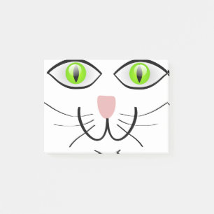 Cat Green Eyes Happy Animal Pet Funny Smiling Post-it Klebezettel