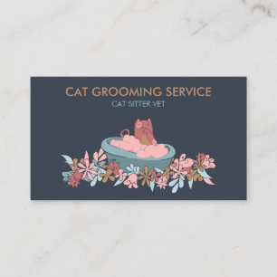 Cat Grooming Service Bath Niedlich Visitenkarte