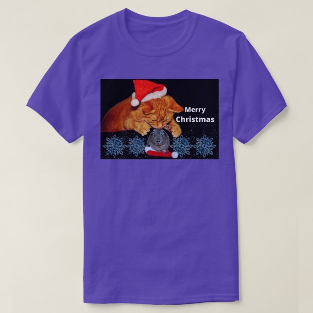 Cat Guinea Pig Frohe Weihnachten Funny Animal Desi T-Shirt (Design vorne)