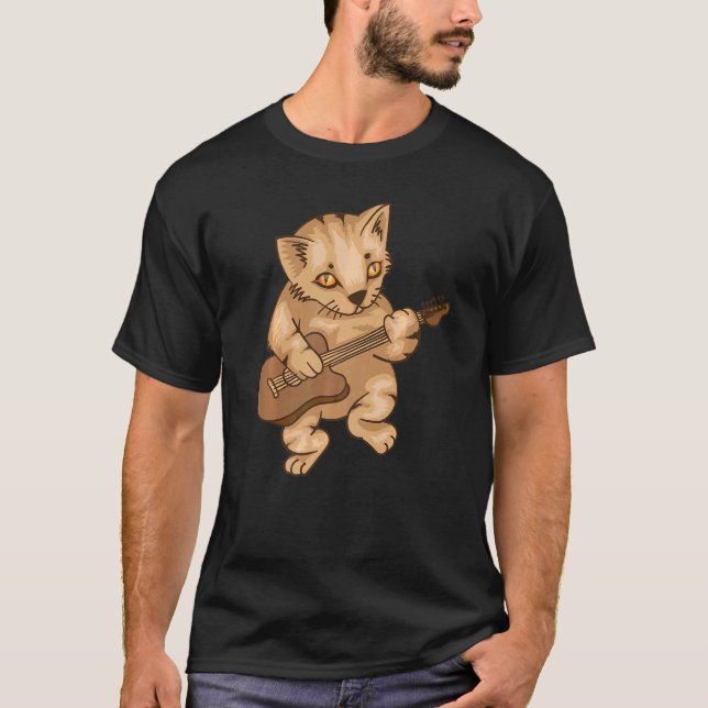 Cat Guitar Meow Collection für Musik T-Shirt (Vorderseite)