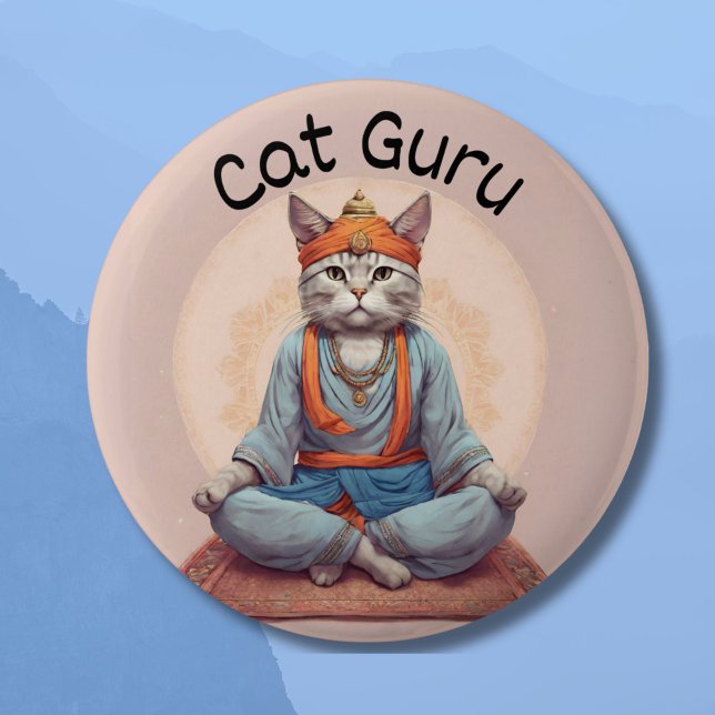 Cat Guru Yoga Master Meditation Achtsamkeit zen Button (Von Creator hochgeladen)