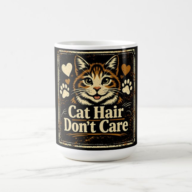 Cat Hair Don't Care – Feline Owner Humor Kaffeetasse (Mittel)