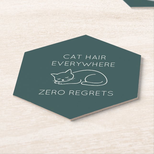 Cat hair everywhere zero regrets untersetzer (angewinkelt)