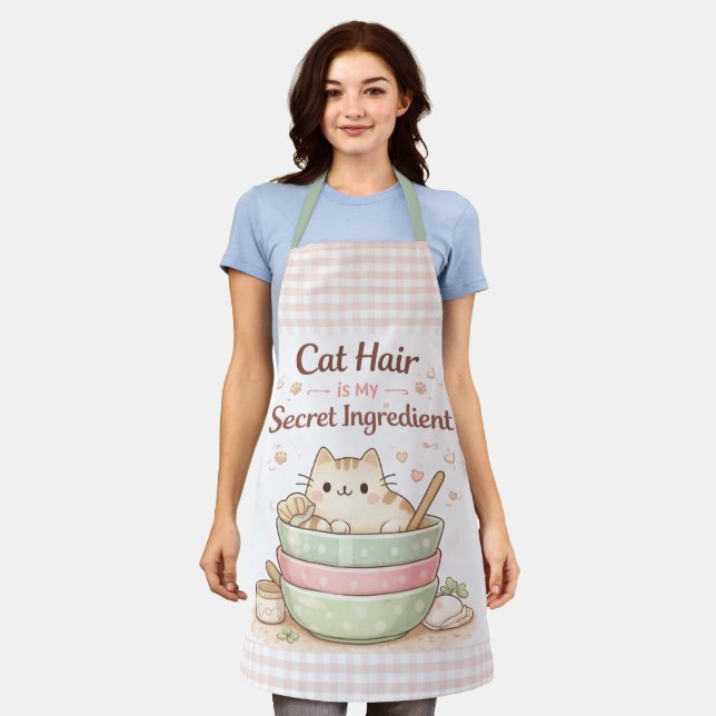 Cat Hair is My Secret Ingredient Kawaii Pastel Schürze (Getragen)
