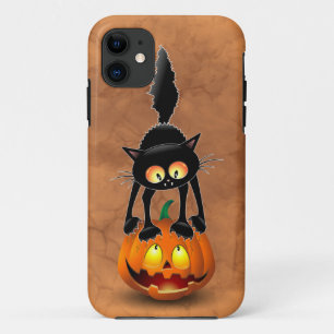 Cat Halloween erschreckter Cartoon auf Kürbiskröte Case-Mate iPhone Hülle