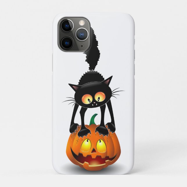 Cat Halloween erschreckter Cartoon auf Kürbiskröte Case-Mate iPhone Hülle (Rückseite)
