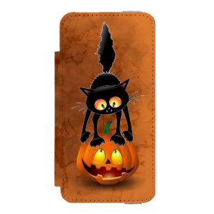 Cat Halloween erschreckter Cartoon auf Pumpkin Min Incipio Watson™ iPhone 5 Geldbörsen Hülle