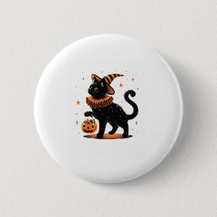 Cat Halloween Funny Spooky Jahreszeit Katze Hexenk Button