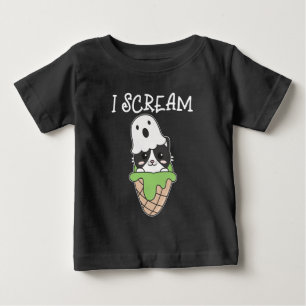 Cat Halloween Ghost I Schrei Eiscreme Puff Baby T-shirt