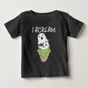 Cat Halloween Ghost I Schrei Eiscreme Puff Baby T-shirt
