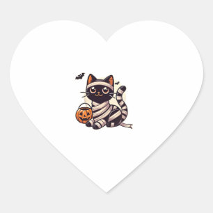 Cat Halloween Mummy Niedlich Cat Kids Herz-Aufkleber