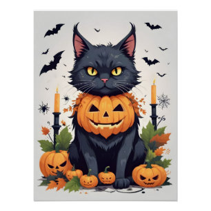 Cat Halloween Niedlich Adorable Funny Animal Carto Poster