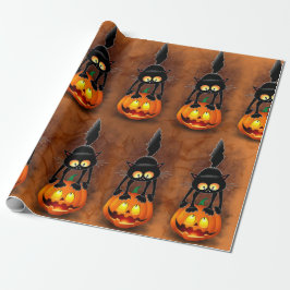 Cat Halloween Scared Cartoon Character stehend Geschenkpapier