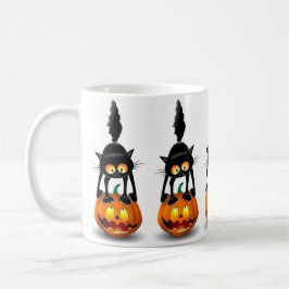 Cat Halloween Scared Cartoon Character stehend Kaffeetasse