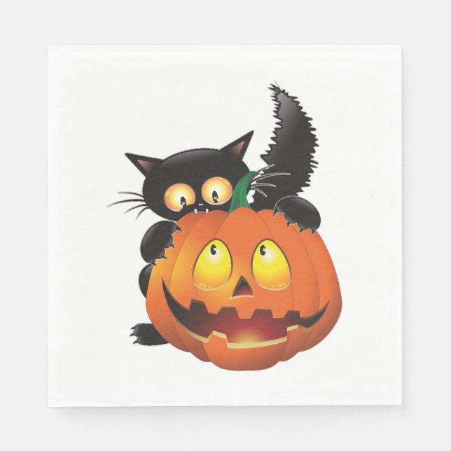 CAT HALLOWEEN SERVIETTE (Vorderseite)