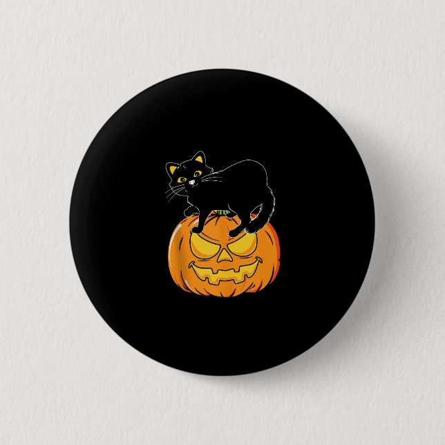Cat Halloween Spooky Kitten Lover Trick oder Trete Button (Vorderseite)
