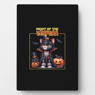 Cat Halloween Spooky Kitten Lover Trick oder Trete Fotoplatte