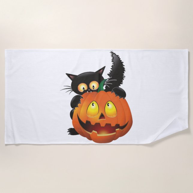 CAT HALLOWEEN STRANDTUCH (Vorderseite)