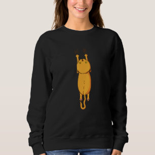 Cat Hangs On Sweatshirt