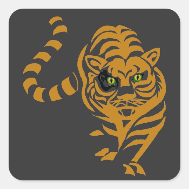 Cat Happy and Healthy Quadratischer Aufkleber (Vorderseite)