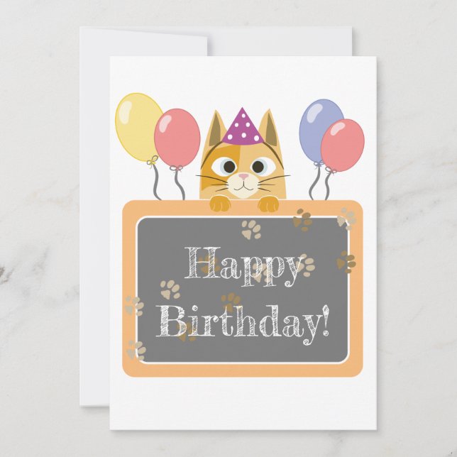 Cat Happy Birthday Card Feiertagskarte (Vorderseite)