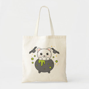 Cat Happy Halloween Cauldron Bat Tote Bag Tragetasche