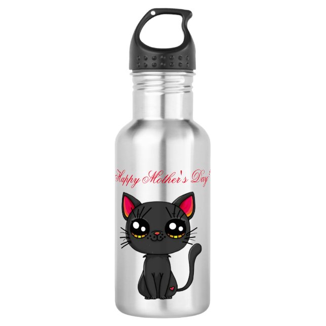 Cat Happy Mother Day Edelstahlflasche (Vorderseite)