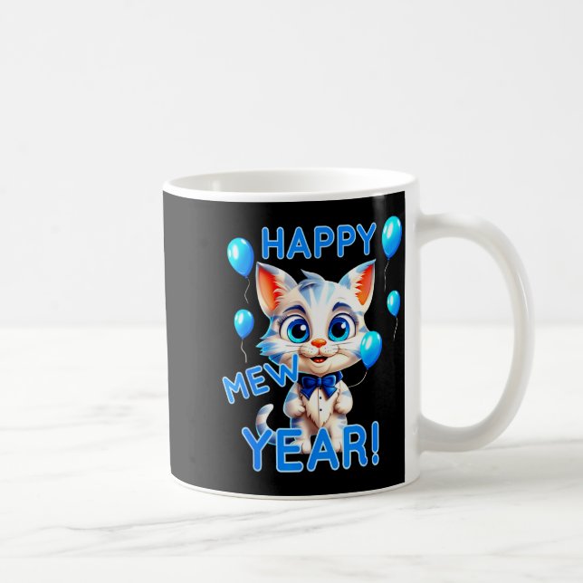 Cat Happy New Year Mew Year Funny New Years Party  Kaffeetasse (Rechts)