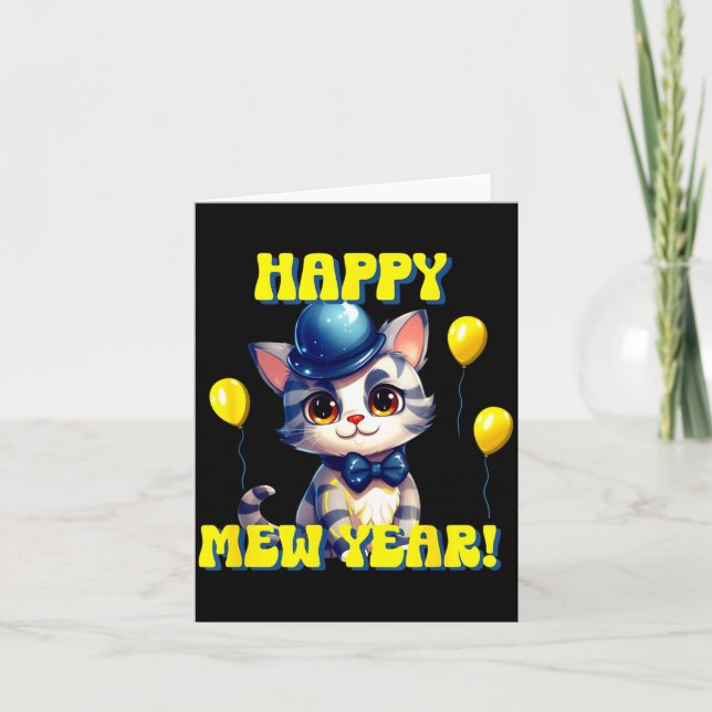 Cat Happy New Year Mew Year Funny New Years Party  Karte (Vorderseite)
