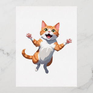 Cat Happy spielerischer Spaß springen in der Luft  Folien Feiertagspostkarte