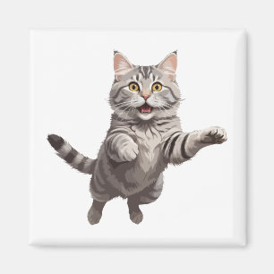 Cat Happy spielerischer Spaß springen in der Luft  Magnet