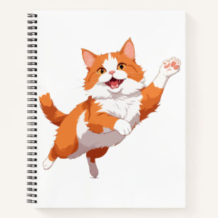 Cat Happy spielerischer Spaß springen in der Luft Notizbuch
