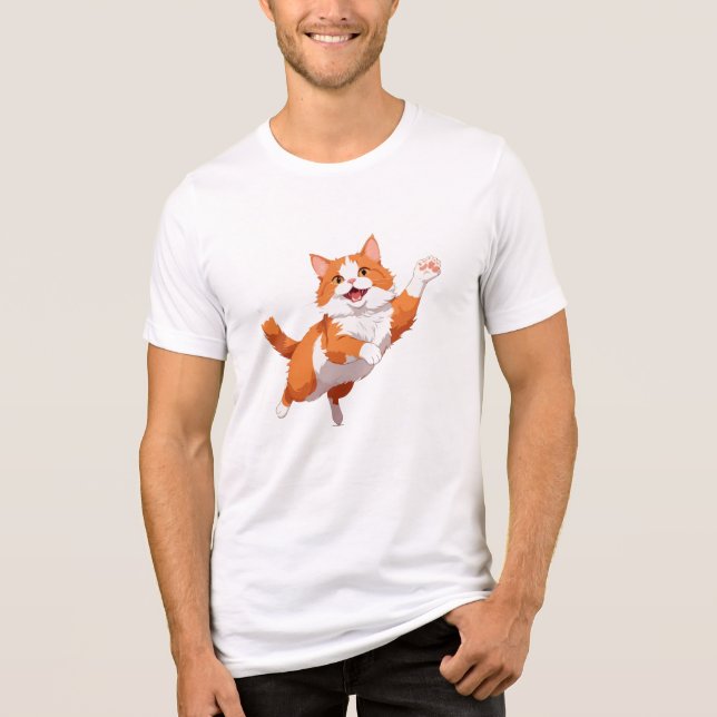 Cat Happy spielerischer Spaß springen in der Luft  Tri-Blend Shirt (Vorderseite)