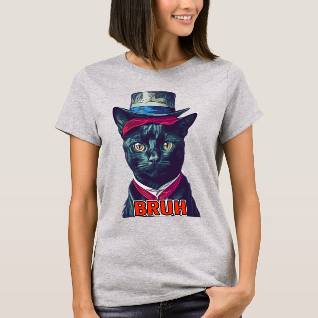 CAT & HAT BRUH T - Shirt (Vorderseite)