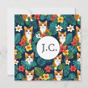 Cat Hawaiian Shirt Muster tropische Ingwer Einladung