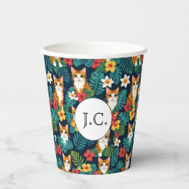 Cat Hawaiian Shirt Muster tropische Ingwer Pappbecher