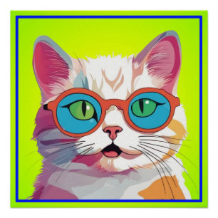Cat Head Tragegläser Clipart Poster